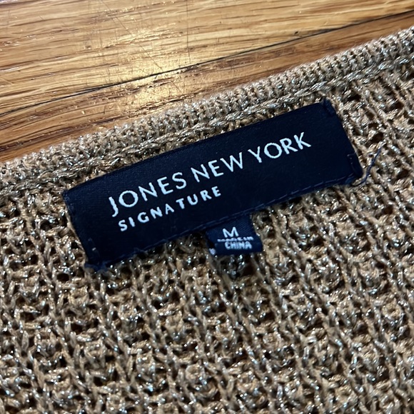 Jones New York Signature Open Knit Metallic Gold Sweater (M) - Picture 5 of 7